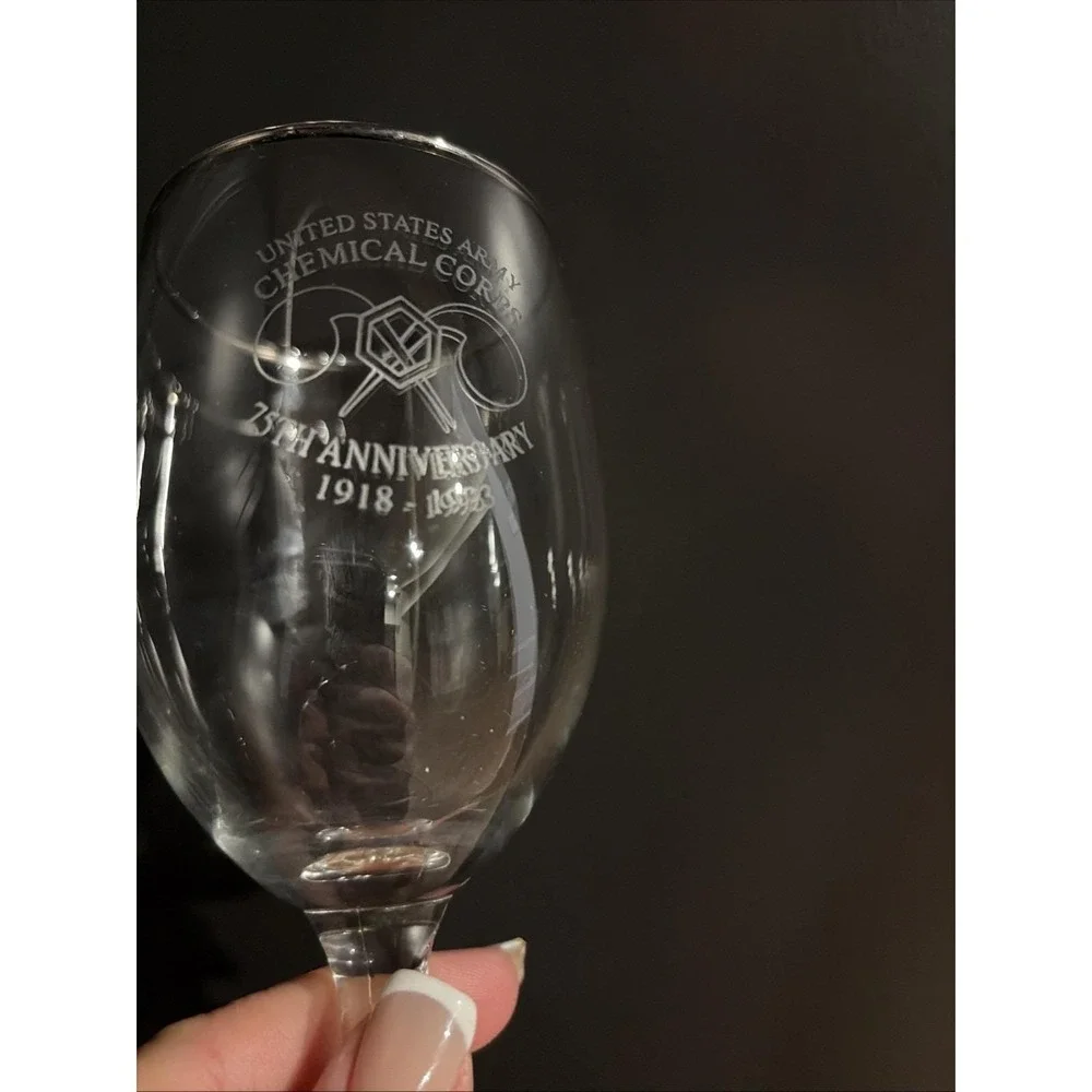 commemorative wine glass 75th Anniversary United States Army Chemical‎ corps '93
